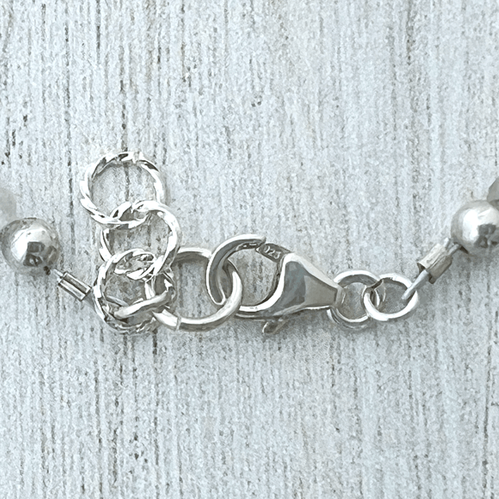 Sterling Silver lobster clasp detail shot.
