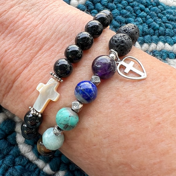 Divine Protection and Chakra with Cross Bracelet Set